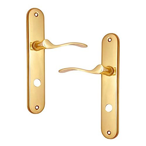 "Enoch" Brass Door Handle with Plate 
